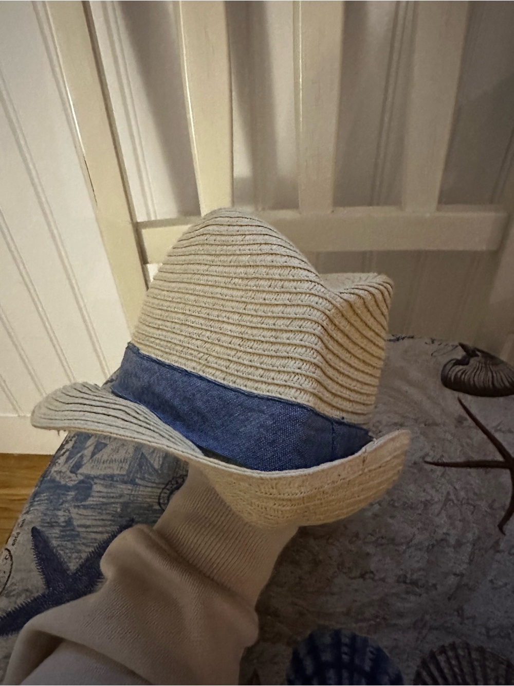 Carter's Natural Straw Fedora with Blue Band